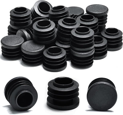 13/16" Plastic Hole Plugs Black -Round Chair Leg Caps, Flush Mount Pipe Plugs by EASYEAH