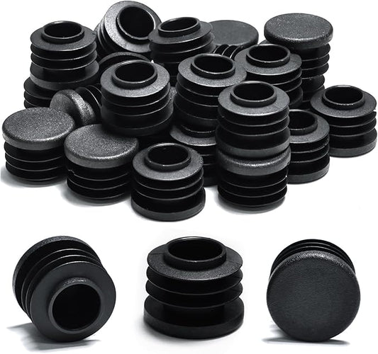 13/16" Plastic Hole Plugs Black -Round Chair Leg Caps, Flush Mount Pipe Plugs by EASYEAH