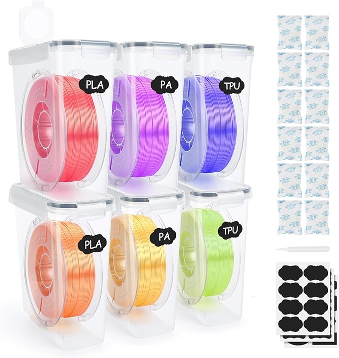 Filament Storage Box Kit- 6 Pack Filament Container by AxPower