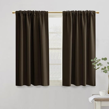 PANELSBURG Dark Brown Waterproof Window Curtains 42 Inch Length by PANELSBURG