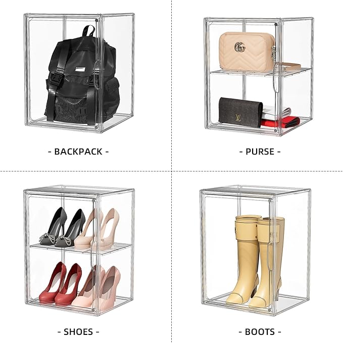 Clear Acrylic Display Case, Super Large Stackable Storage Bins Magnetic - Image 4