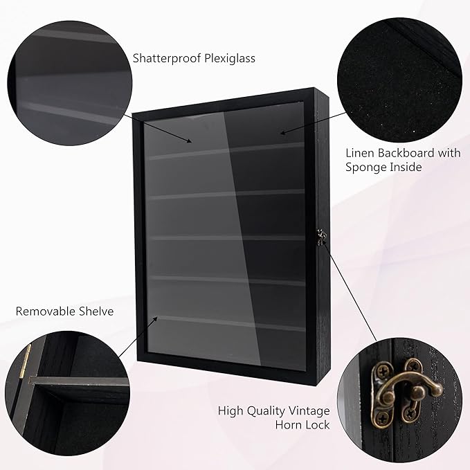 Shadow Box Frame with Removable Shelves, Coins Military Medals Pins Wedding - Image 4