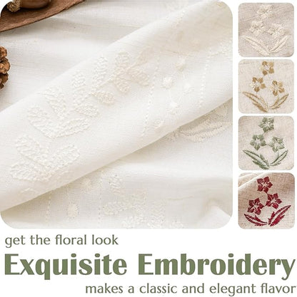 jinchan Belrose Linen Curtains for Bedroom Floral Curtains 96 Inch Length Linen - Image 7