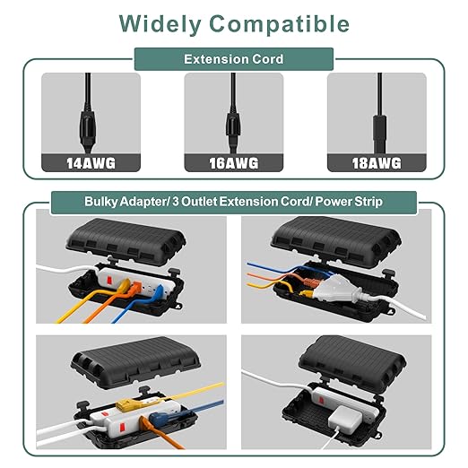 Outdoor Electrical Box, IP54 Waterproof Extension Cord Cover 9 Cable Entry - Image 2