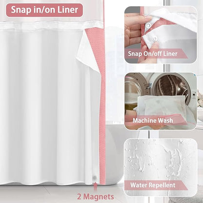 No Hook Shower Curtain and Liner Set - Image 4