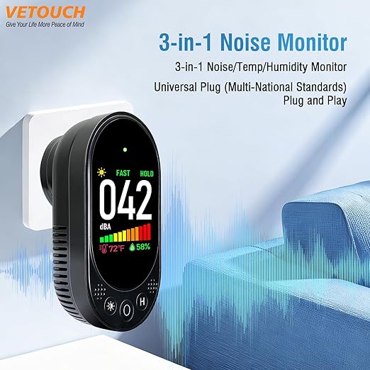 Portable Plug-In Noise Detector, Temperature/Humidity Simultaneous Monitoring - Image 2
