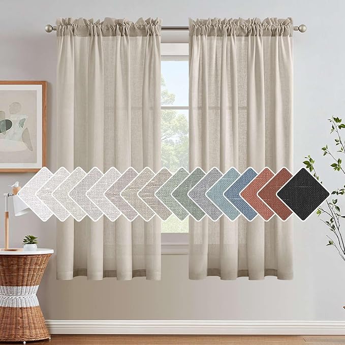 H.VERSAILTEX Linen Curtains Elegant Natural Linen Semi Sheer Curtains Energy by HVERSAILTEX