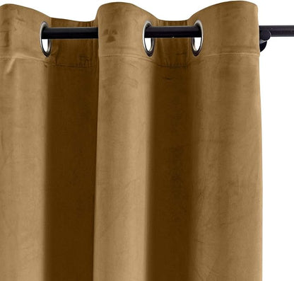 ChadMade Blackout Lined Premium Velvet Curtain Sable 84Wx84L Inch, Eyelet - Image 2