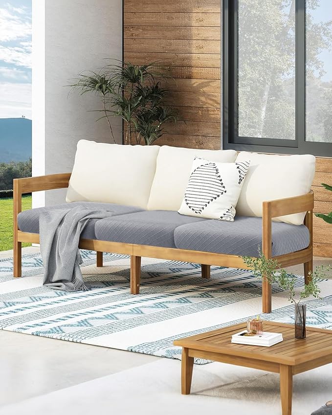 Fuloon Waterproof Seat Cushion Covers 2 PCS, Stretch Sofa Cushion Slipcovers - Image 2