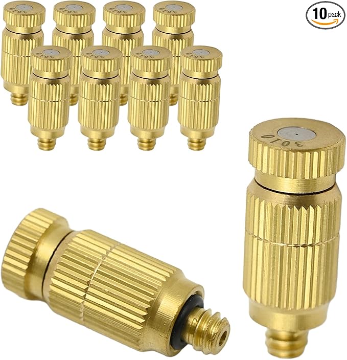 Brass Misting Nozzle, 10 Pack High Pressure Spray 10/24 UNC Anti-drip Fogging by Vkinman