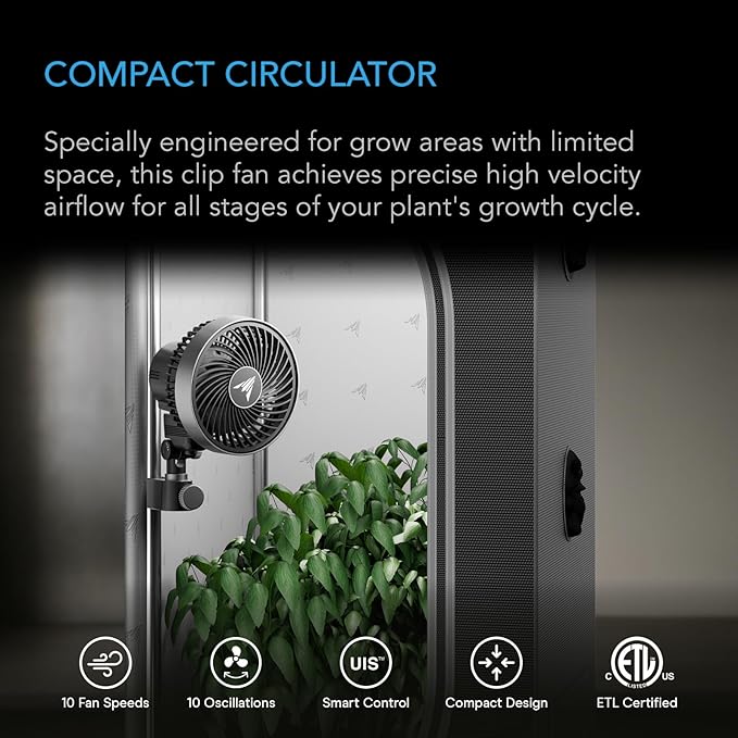 AC Infinity CLOUDRAY S4, Ultra-Compact Grow Tent Clip Fan 4”, Precision 10 - Image 2