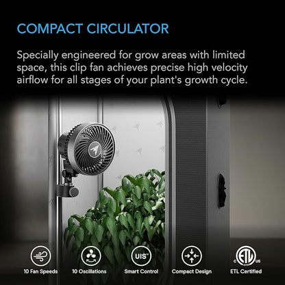 AC Infinity CLOUDRAY S4, Ultra-Compact Grow Tent Clip Fan 4”, Precision 10 - Image 2