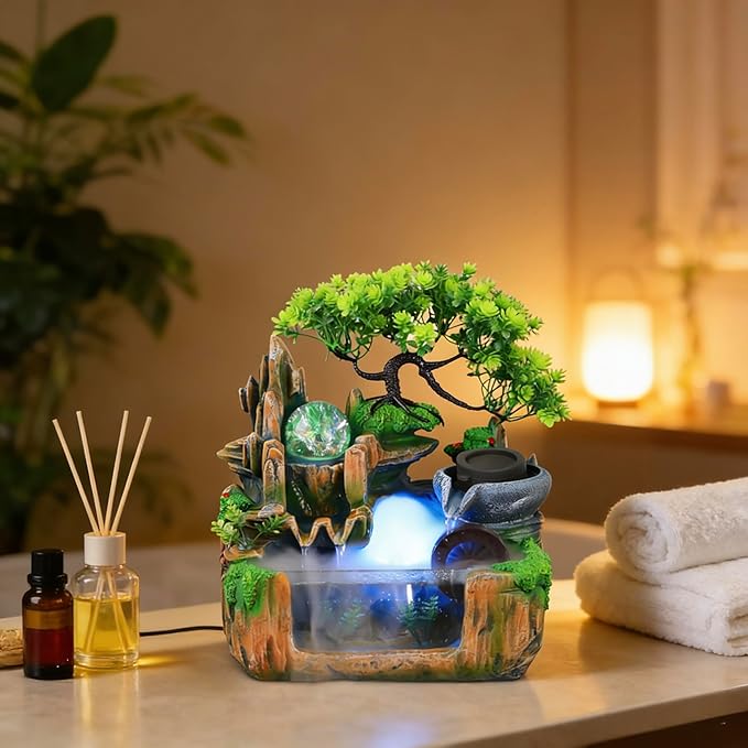 10Inch Bonsai Tree Rock ​Water Fountains Indoor Tabletop Waterfall Humidifier - Image 6
