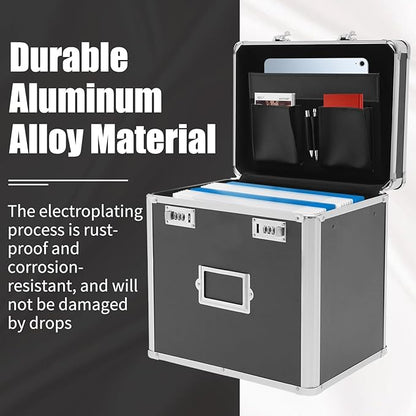 Aluminum Alloy File Organizer Box, 13.8x10x13.4in Portable File Box - Image 8