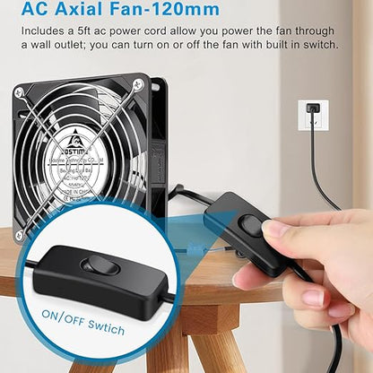 GDSTIME 120mm x 25mm 110V 115V 120V AC Powered Fan Dual Ball Bearing - Image 4