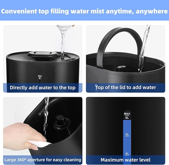 6L Humidifiers for Bedroom Large Room Home, Cool and Warm Humidifier for Plants - Image 9