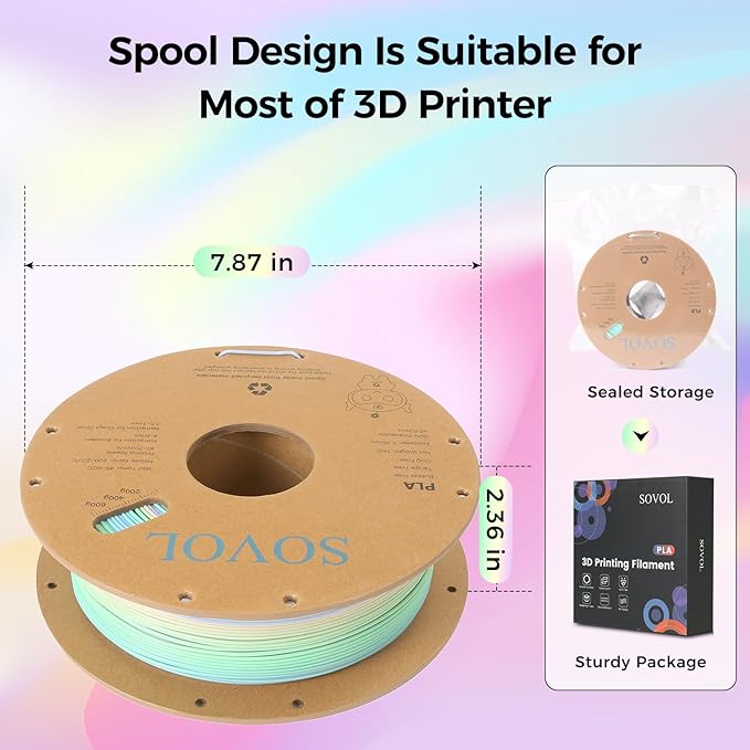 Sovol 3D Printer Matte Multicolored Fast Change Rainbow PLA 1kg Spool 3D - Image 7