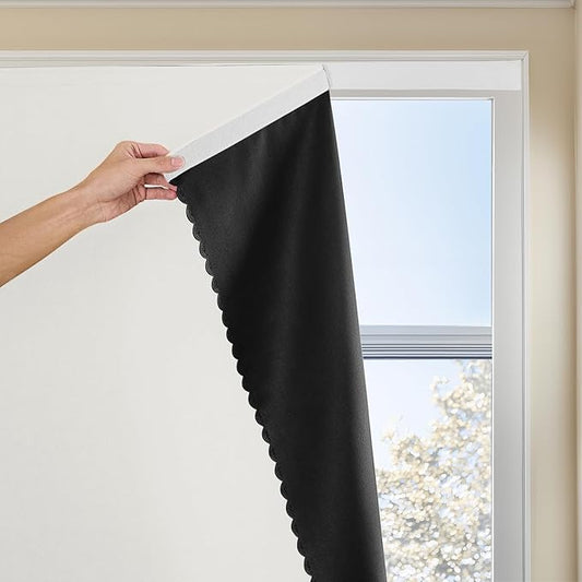 Adhesive Curtain 100% Blackout No-Drill Easy Install by JILRON