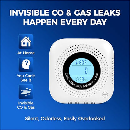 Plug-in Carbon Monoxide & Natural Gas Leak Detector, 4-in-1 CO, Propane Alarm - Image 2