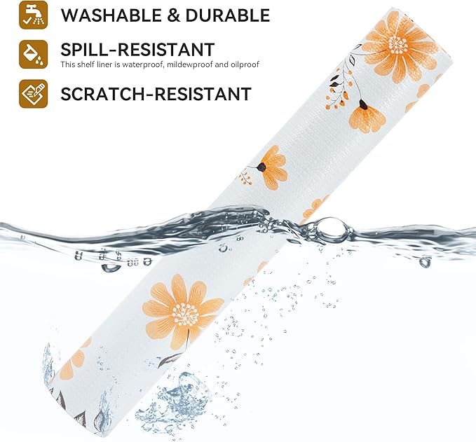 RAY STAR Shelf Liner, 18 Inch x 8 Feet Non Adhesive Daisy Floral Printed - Image 2