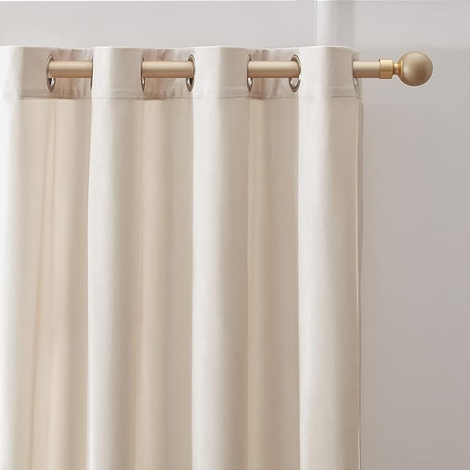 BULBUL Cream Velvet Curtains 63 inch:Ivory Luxury Elegant Living Room - Image 2