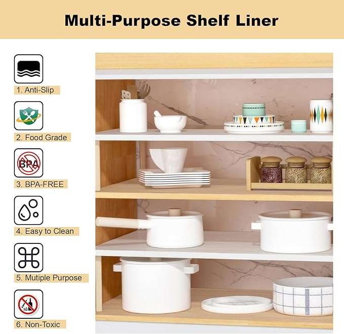 Shelf Liner, 23.6 Inches x 20 FEET Non-Slip Kitchen Cabinet Liner, Washable - Image 3