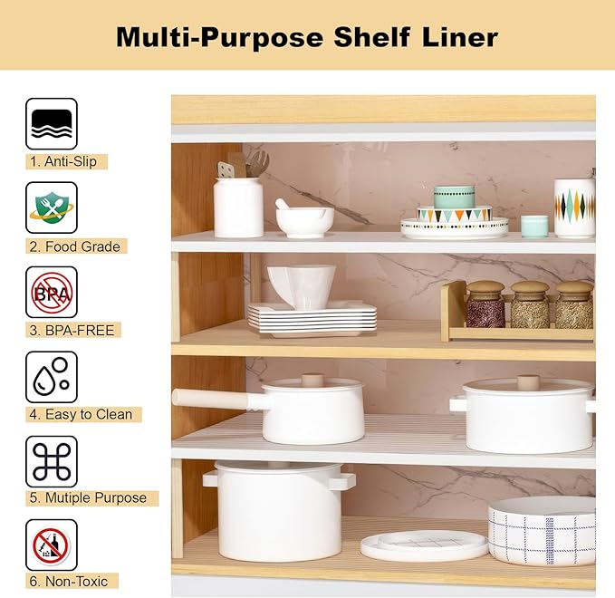 2 Rolls Shelf Liners, 16 Inches x 20 FEET Non-Slip Kitchen Cabinet Liner - Image 2