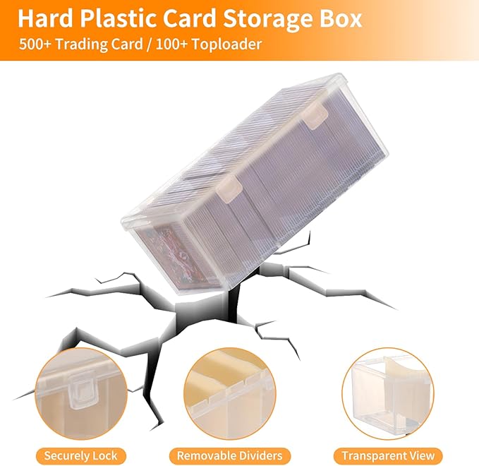 Trading Card Storage Box with 6 Dividers, Toploads Storage Box Plastic Baseball - Image 4