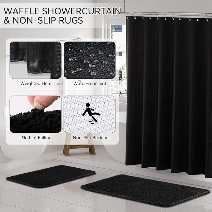 Black Bathroom Set, Bath Towel Set, Natural Loofah Sponge, Soap Dispenser - Image 4