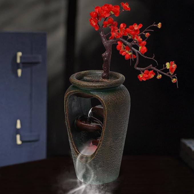 20Inch Tabletop Decorative Flower Vase Style Bonsai Waterfall Fountain - Image 9