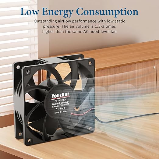 EC Axial Fan, Yeuzbur AC Vent Fan 110V 120V 240V Small Exhaust Fan 120mm x 38mm - Image 6