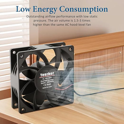 EC Axial Fan, Yeuzbur AC Vent Fan 110V 120V 240V Small Exhaust Fan 120mm x 38mm - Image 6