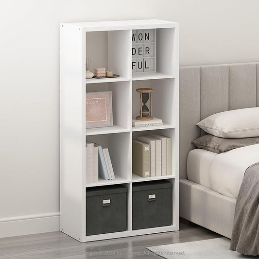 Furinno Simple Cube Storage Organizer, 8-Cube Display Shelf, Open Back Shelving by Furinno-FitsYourSpaceFitsYourBudget