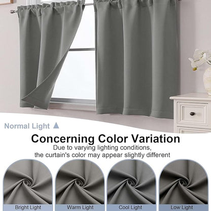 Chyhomenyc Light Grey Short Blackout Curtains 30 Inch Length, Small Kitchen - Image 8