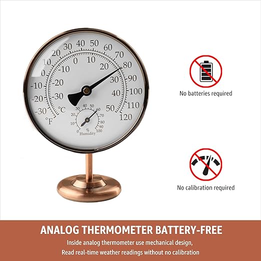 4-Inch Indoor Thermometer and Humidity Gauge, Room Analog Temperature and - Image 7