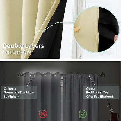 BGment 100% Blackout Curtains for Bedroom 63 Inch Length, Full Room Darkening - Image 6