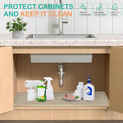 Waterproof Under Sink Mat 34" x 22", Silicone Cabinet Liner, Rubber Protector - Image 4