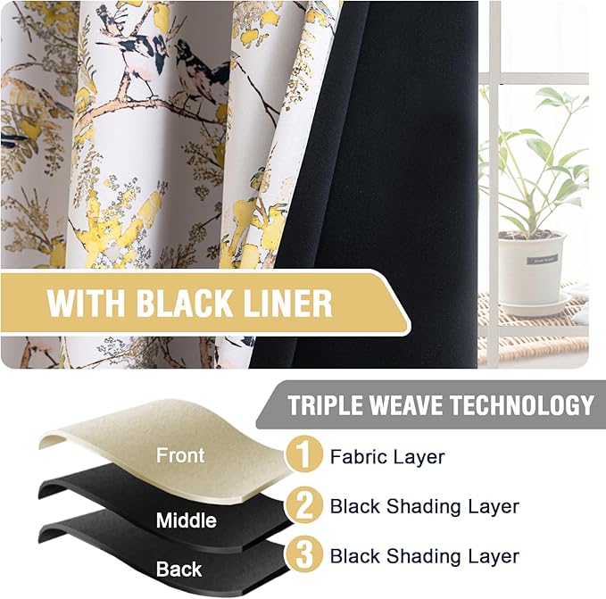 H.VERSAILTEX Floral 100% Blackout Curtains 96 inch Length 2 Panels Vintage - Image 4