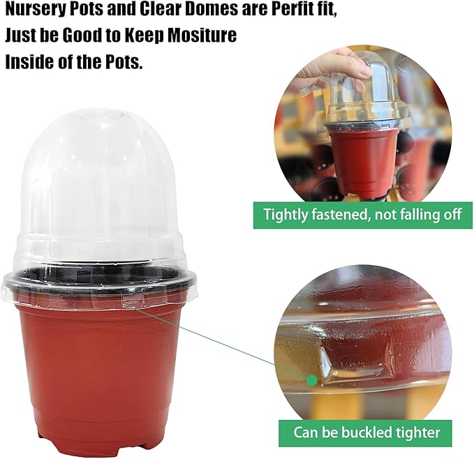 Plant Nursery Pots with Humidity Domes, 25 Sets 4 Inch Soft Nursery Pots - Image 2