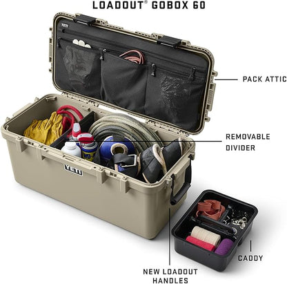 YETI LoadOut 60 GoBox Divided Waterproof Cargo Case, Dry Box, Camera Case - Image 2