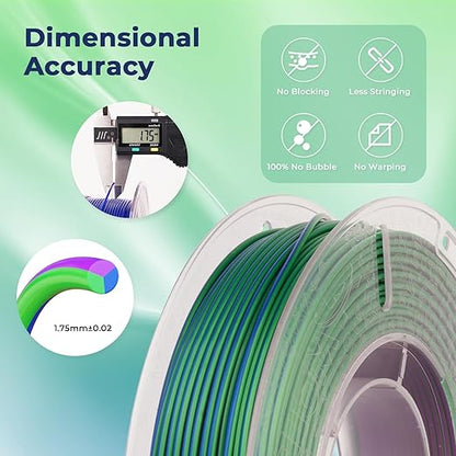 AMOLEN Silk PLA Filament 1.75mm, Triple Colors 3D Printer Filament Bundle - Image 4