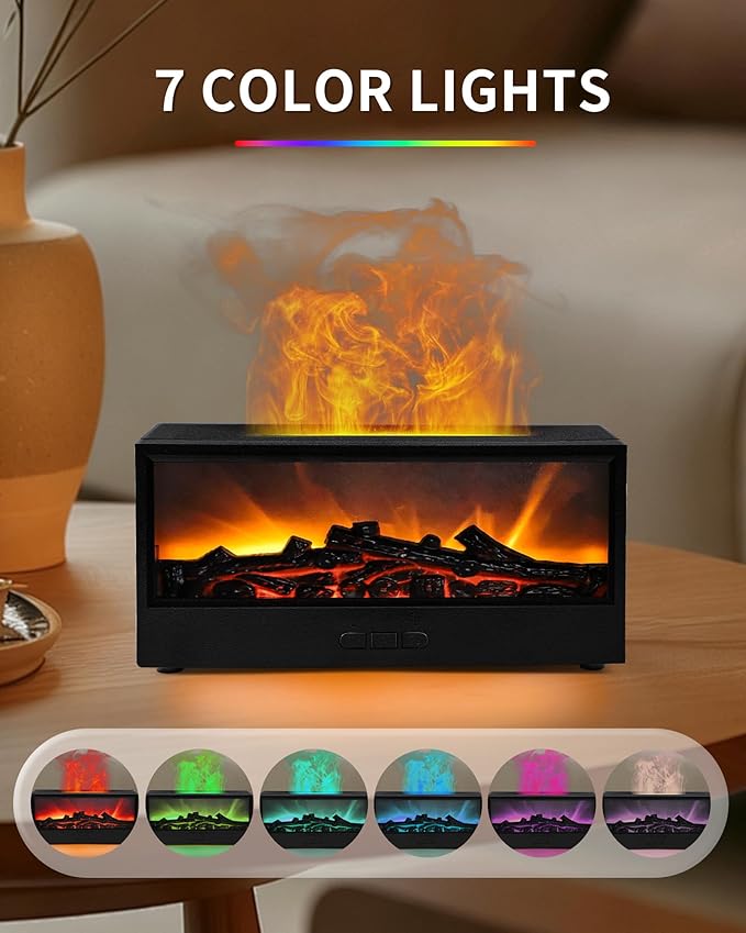 Essential Oil Diffuser, 7-Color Fireplace Flame Aromatherapy Humidifier - Image 5