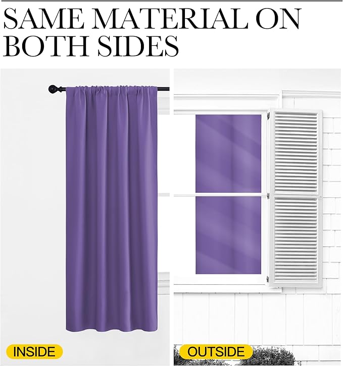 NICETOWN Kitchen Curtains, Short Blackout Drapes, Lilac Purple, 34 in x 45 in - Image 5