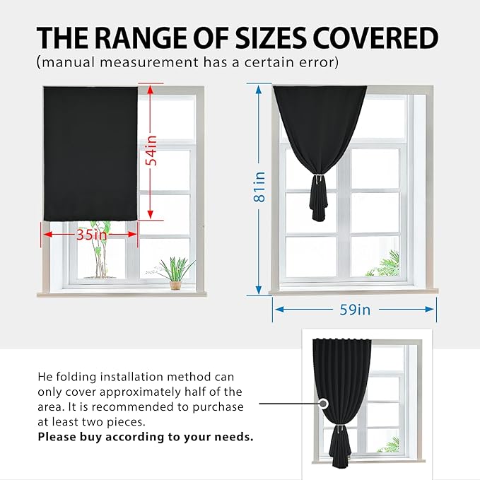 Autohesion Curtains for Windows, Bedroom Blackout Curtains for - Image 3