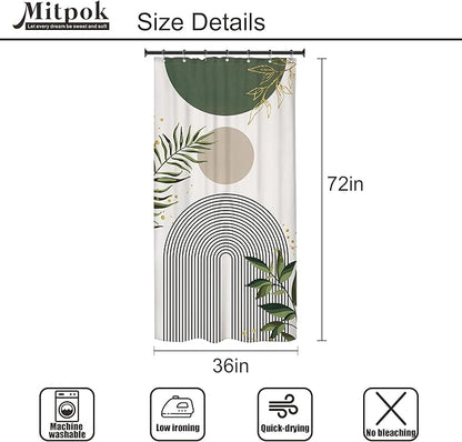 Small Stall RV Shower Curtain 36Wx72H Half Single Green Modern Boho Mid Century - Image 3