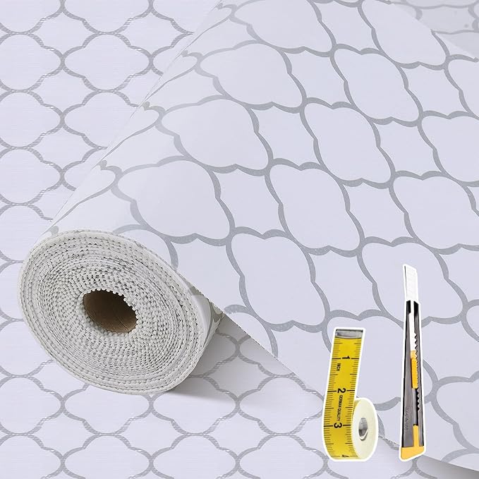 Shelf Liners for Kitchen Cabinets 12in x 30FT Non Adhesive Drawer Liner Silver by Adwann