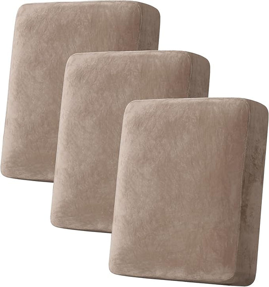 H.VERSAILTEX Velvet Stretch Couch Cushion Cover Plush Cushion Slipcover by HVERSAILTEX