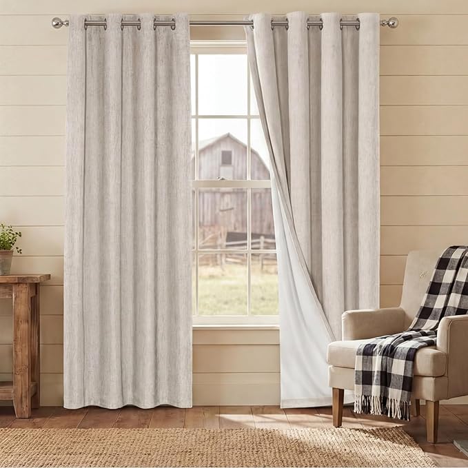 PrinceDeco Natural Linen Curtains 100% Blackout Linen Curtains - Image 9