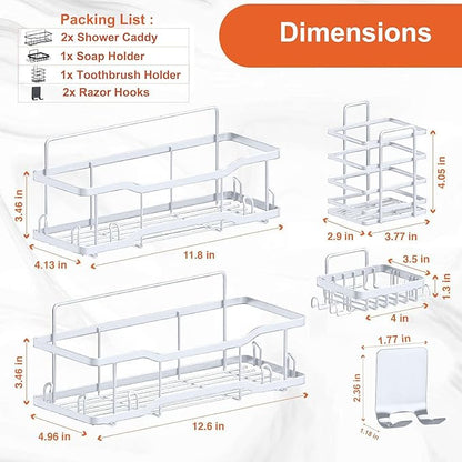 Shower Caddy Bathroom Shelves, The Athena Silken 4 Set, 40LB Capacity, Adhesive - Image 3