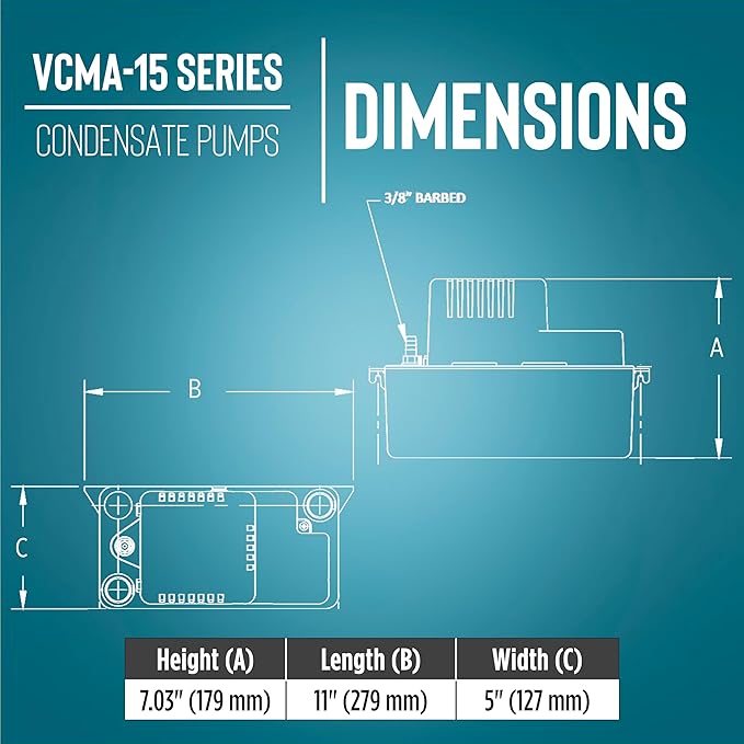 Little Giant VCMA-15UL 115 Volt, 65 GPH, 1/50 HP Automatic Condensate Removal - Image 2